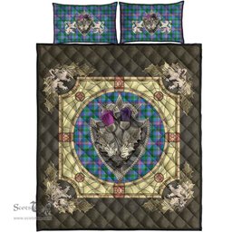 Scottish Pitcairn Hunting Clan Tartan Quilt Bed Set - Crystal Thistle Shield