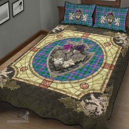 Scottish Pitcairn Hunting Clan Tartan Quilt Bed Set - Crystal Thistle Shield