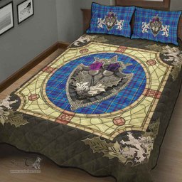 Scottish Mercer Modern Clan Tartan Quilt Bed Set - Crystal Thistle Shield
