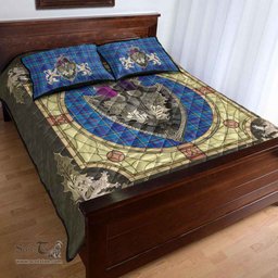 Scottish Mercer Modern Clan Tartan Quilt Bed Set - Crystal Thistle Shield