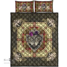 Scottish MacMillan Old Weathered Clan Tartan Quilt Bed Set - Crystal Thistle Shield