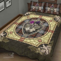 Scottish MacRae Hunting Weathered Clan Tartan Quilt Bed Set - Crystal Thistle Shield