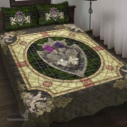 Scottish MacLean Hunting Clan Tartan Quilt Bed Set - Crystal Thistle Shield