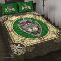 Scottish Tribe of Mar Clan Tartan Quilt Bed Set - Crystal Thistle Shield