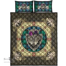 Scottish Stewart Old Ancient Clan Tartan Quilt Bed Set - Crystal Thistle Shield