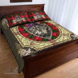 Scottish Rattray Modern Clan Tartan Quilt Bed Set - Crystal Thistle Shield