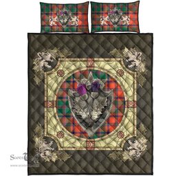 Scottish Stewart of Appin Ancient Clan Tartan Quilt Bed Set - Crystal Thistle Shield