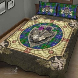 Scottish Turnbull Hunting Clan Tartan Quilt Bed Set - Crystal Thistle Shield
