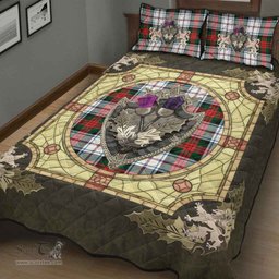 Scottish MacDuff Dress Modern Clan Tartan Quilt Bed Set - Crystal Thistle Shield