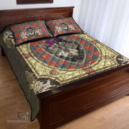 Scottish Robertson Ancient Clan Tartan Quilt Bed Set - Crystal Thistle Shield