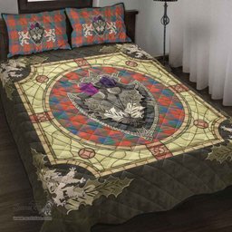 Scottish Robertson Ancient Clan Tartan Quilt Bed Set - Crystal Thistle Shield