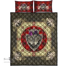 Scottish Matheson Modern Clan Tartan Quilt Bed Set - Crystal Thistle Shield