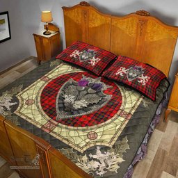 Scottish Matheson Modern Clan Tartan Quilt Bed Set - Crystal Thistle Shield