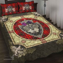 Scottish Matheson Modern Clan Tartan Quilt Bed Set - Crystal Thistle Shield