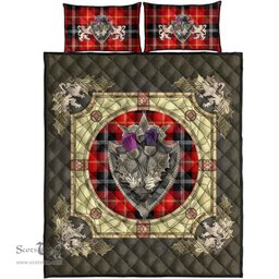 Scottish Marjoribanks Clan Tartan Quilt Bed Set - Crystal Thistle Shield
