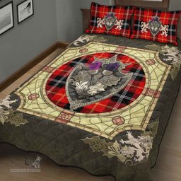 Scottish Marjoribanks Clan Tartan Quilt Bed Set - Crystal Thistle Shield