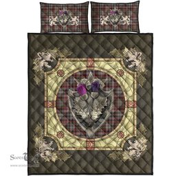 Scottish Nicolson Hunting Weathered Clan Tartan Quilt Bed Set - Crystal Thistle Shield