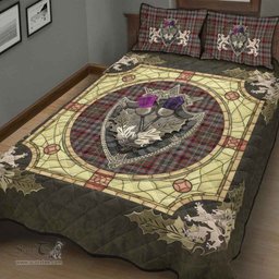 Scottish Nicolson Hunting Weathered Clan Tartan Quilt Bed Set - Crystal Thistle Shield