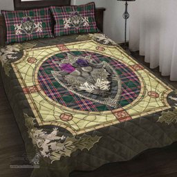 Scottish MacFarlane Hunting Modern Clan Tartan Quilt Bed Set - Crystal Thistle Shield