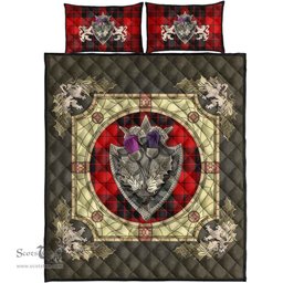Scottish MacLeod of Raasay Clan Tartan Quilt Bed Set - Crystal Thistle Shield