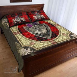 Scottish MacLeod of Raasay Clan Tartan Quilt Bed Set - Crystal Thistle Shield