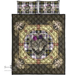 Scottish MacPherson Dress Modern Clan Tartan Quilt Bed Set - Crystal Thistle Shield