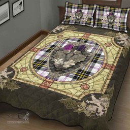 Scottish MacPherson Dress Modern Clan Tartan Quilt Bed Set - Crystal Thistle Shield