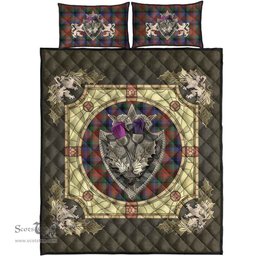 Scottish MacDuff Hunting Modern Clan Tartan Quilt Bed Set - Crystal Thistle Shield