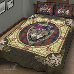 Scottish MacDuff Hunting Modern Clan Tartan Quilt Bed Set - Crystal Thistle Shield