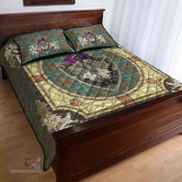 Scottish MacKintosh Hunting Ancient Clan Tartan Quilt Bed Set - Crystal Thistle Shield