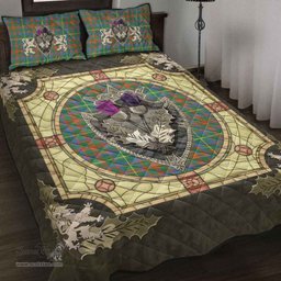 Scottish MacKintosh Hunting Ancient Clan Tartan Quilt Bed Set - Crystal Thistle Shield