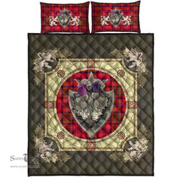 Scottish Murray of Tulloch Modern Clan Tartan Quilt Bed Set - Crystal Thistle Shield
