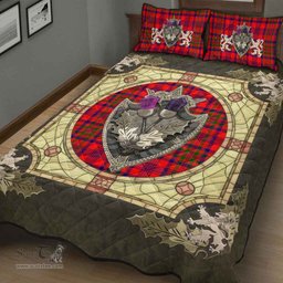 Scottish Murray of Tulloch Modern Clan Tartan Quilt Bed Set - Crystal Thistle Shield
