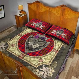 Scottish Murray of Tulloch Modern Clan Tartan Quilt Bed Set - Crystal Thistle Shield