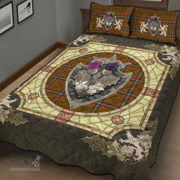 Scottish Seton Hunting Modern Clan Tartan Quilt Bed Set - Crystal Thistle Shield
