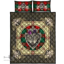 Scottish Stewart Atholl Modern Clan Tartan Quilt Bed Set - Crystal Thistle Shield