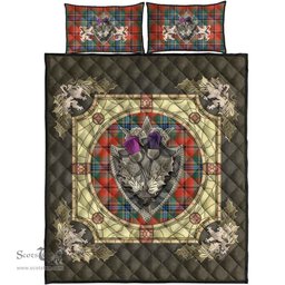 Scottish MacLean of Duart Ancient Clan Tartan Quilt Bed Set - Crystal Thistle Shield
