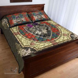 Scottish MacLean of Duart Ancient Clan Tartan Quilt Bed Set - Crystal Thistle Shield