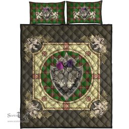 Scottish MacKinnon Hunting Modern Clan Tartan Quilt Bed Set - Crystal Thistle Shield