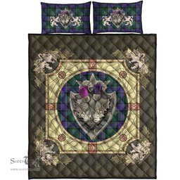 Scottish Sinclair Hunting Modern Clan Tartan Quilt Bed Set - Crystal Thistle Shield