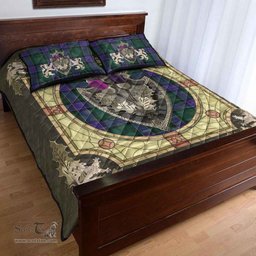 Scottish Sinclair Hunting Modern Clan Tartan Quilt Bed Set - Crystal Thistle Shield