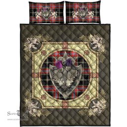 Scottish Norwegian Night Clan Tartan Quilt Bed Set - Crystal Thistle Shield