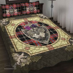 Scottish Norwegian Night Clan Tartan Quilt Bed Set - Crystal Thistle Shield