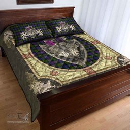 Scottish Murray of Atholl Modern Clan Tartan Quilt Bed Set - Crystal Thistle Shield