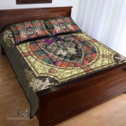 Scottish Stewart Royal Ancient Clan Tartan Quilt Bed Set - Crystal Thistle Shield