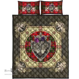 Scottish Stewart of Appin Modern Clan Tartan Quilt Bed Set - Crystal Thistle Shield