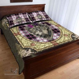 Scottish MacPherson Hunting Modern Clan Tartan Quilt Bed Set - Crystal Thistle Shield