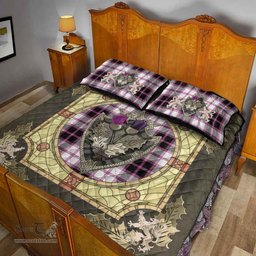 Scottish MacPherson Hunting Modern Clan Tartan Quilt Bed Set - Crystal Thistle Shield