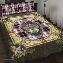 Scottish MacPherson Hunting Modern Clan Tartan Quilt Bed Set - Crystal Thistle Shield