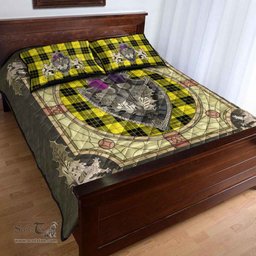 Scottish MacLeod of Lewis Modern Clan Tartan Quilt Bed Set - Crystal Thistle Shield